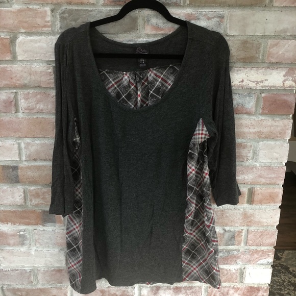 Oh Baby Motherhood Maternity Shirt grey with plaid - Picture 1 of 4